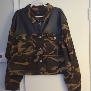 Ashley Stewart Camouflage Utility Jacket with Black Accents